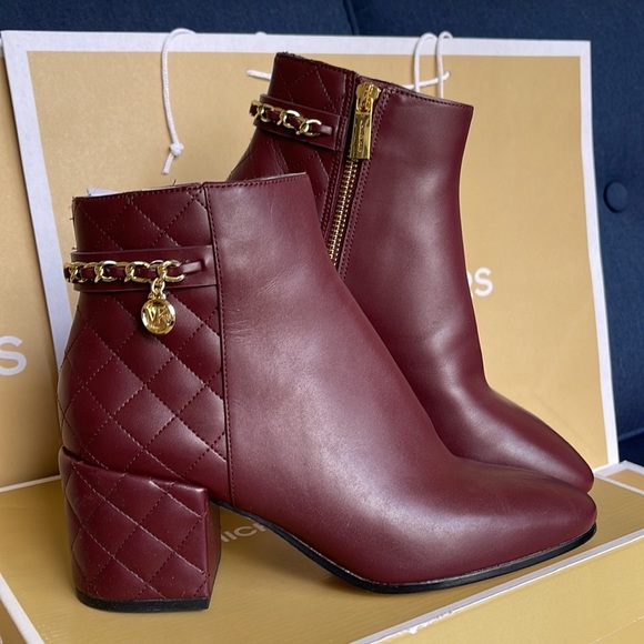 Michael Kors Elsa Merlot Leather Ankle Boots - Picture 8 of 16